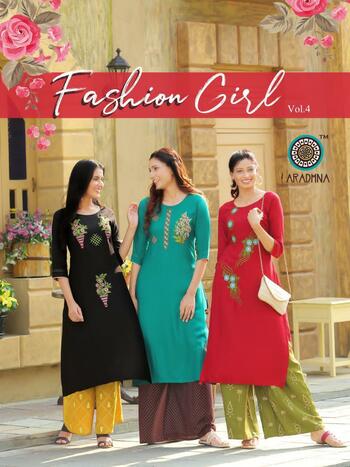 Aradhna Fashion Girl Vol -4 Rayon Embroidery Kurti With Plazzo In Wholesale ( 7 Pcs Catalog )