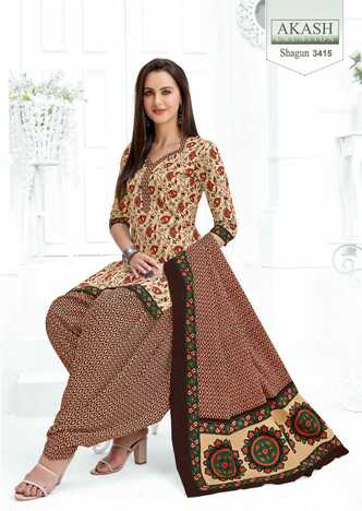 Akash Shagun Vol 34 Daily Wear Low Range Cotton Printed Dress Materials Collection In Wholesale ( 25 Pcs Catalog )