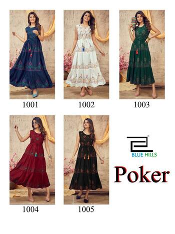 Blue Hill's Poker Party Wear Ready-made Kurti Collection ( 5 Pcs Catalog )