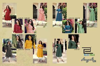 Blue Hill's Angel Vol-1 Printed Rayon Bandhej Design With Hand Work Kurti Collection ( 7 Pcs Catalog )