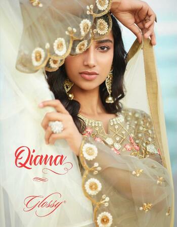 Glossy Qiana Hand Work Party Wear Salwar Kameez In Wholesale ( 8 Pcs Catalog )