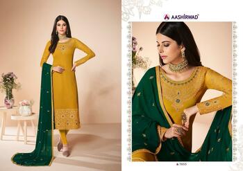 Aashirwad Cross Stitch Straight Long Party Wear Salwar Kameez In Wholesale Price ( 6 pcs catalog )