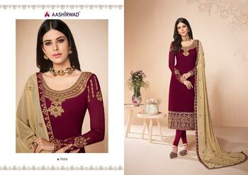 Aashirwad Cross Stitch Straight Long Party Wear Salwar Kameez In Wholesale Price ( 6 pcs catalog )