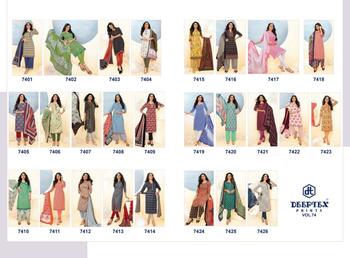 Deeptex Miss India Vol 74 Daily Wear Cotton Printed Dress Materials In Wholesale ( 26 Pcs Catalog )