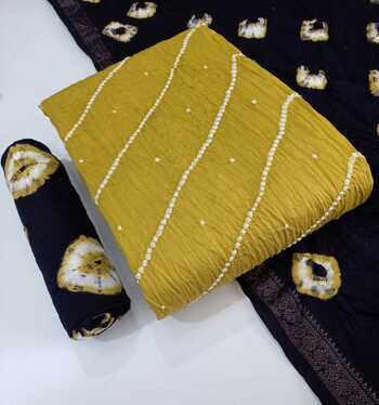 Buy Online Fancy Micro Hand Bandhej Dress Materials ( 5 Pcs Catalog )
