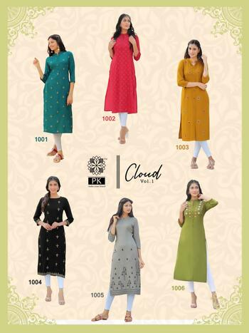 pk fashion cloud vol - 1 straight party wear kurti in wholesale price ( 6 pcs catalog )