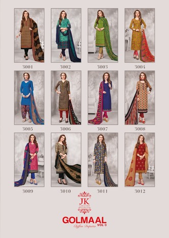 J K Golmaal Vol-3 Daily Wear Salwar Suit ( 10 Pcs Catalog )