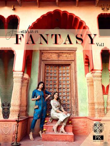 Pk Fashion Fantasy Vol- 1 Low Range Kurti With Pant Collection ( 5 Pcs Catalog )
