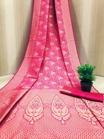 Buy Online Designer Pink Color Banarasi Saree Best Price In India