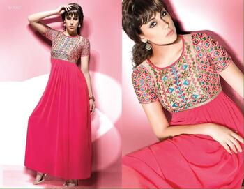 Buy Online Pink Color Party Wear  Flared Anarkali Gown In India