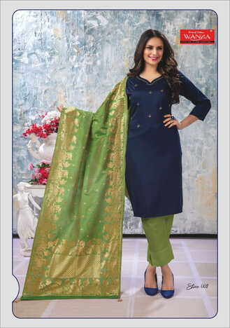 Wanna Shine Ready made kurti with banarasi dupatta collection in wholesale price ( 7 pcs catalog )