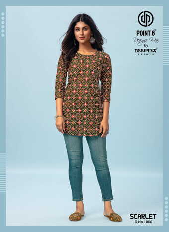 Buy Online Deeptex Scarlet Vol-1 Cotton Fabric Western Wear Short Top In Wholesale ( 10 Pcs Catalog )