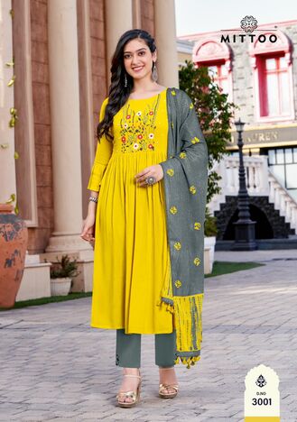 Mittoo Garima Readymade Kurti With Pant Dupatta Collection In Wholesale ( 6 Pcs Catalog )