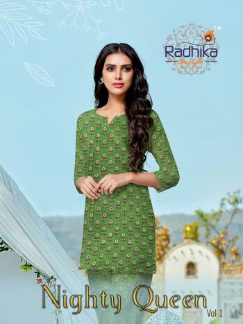 Radhika Lifestyle Nighty Queen Vol-1 Cotton Fabric Women Night Wear Collection ( 8 Pcs Catalog )