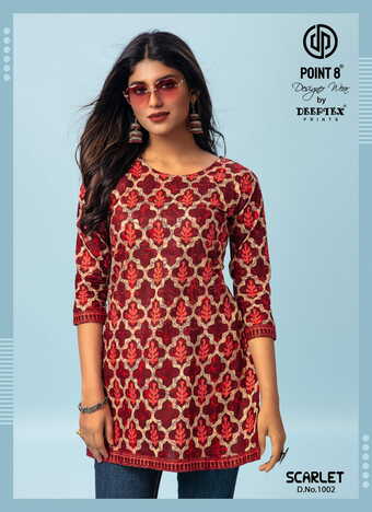 Buy Online Deeptex Scarlet Vol-1 Cotton Fabric Western Wear Short Top In Wholesale ( 10 Pcs Catalog )